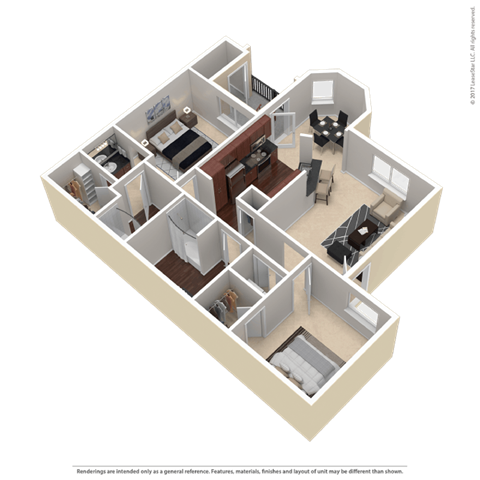 a 3d design of a house with an open floor plan